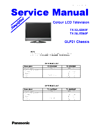 panasonic GLP21 TX-32LED65F TX-26LED65F  panasonic LCD GLP21 TX-32LED65F TX-26LED65F.pdf