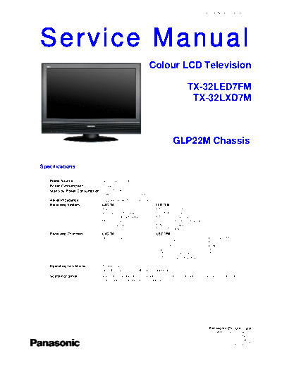 panasonic GLP22M TX-32LED7FM TX-32LXD7M  panasonic LCD GLP22M TX-32LED7FM TX-32LXD7M.pdf