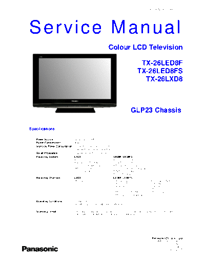 panasonic GLP23 TX-26LED8F TX-26LED8FS TX-26LXD8  panasonic LCD GLP23 TX-26LED8F TX-26LED8FS TX-26LXD8.pdf