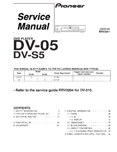 Pioneer hfe   dv-05 s5 rrv2011 service en  Pioneer DVD DV-S5 hfe_pioneer_dv-05_s5_rrv2011_service_en.pdf