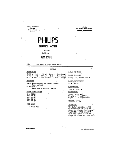 Philips BX335U  Philips Historische Radios BX335U BX335U.pdf