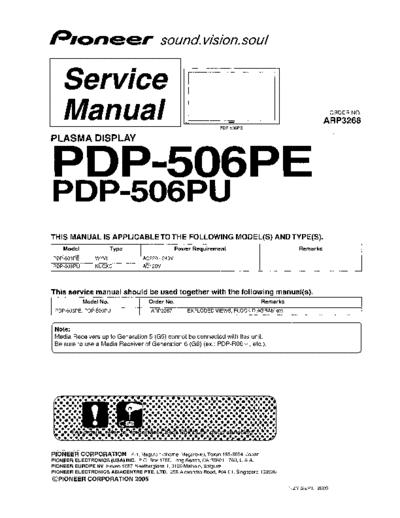 Pioneer PDP-506PE  Pioneer Plasma TV PDP-506PE, PDP-506PU PDP-506PE.pdf