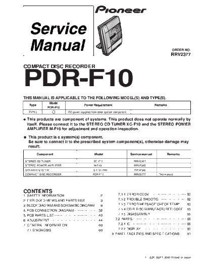 Pioneer hfe   pdr-f10 service en  Pioneer CD PDR-F10 hfe_pioneer_pdr-f10_service_en.pdf