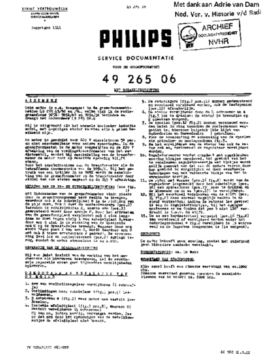 Philips 49-265-06 gramophone-motor service-info 1941 sm  Philips Historische Radios 49-265-06 GRAMOPHONE-MOTOR philips_49-265-06_gramophone-motor_service-info_1941_sm.pdf