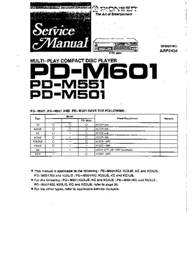 Pioneer hfe   pd-m501 m551 m601 service  Pioneer CD PD-M551 hfe_pioneer_pd-m501_m551_m601_service.pdf