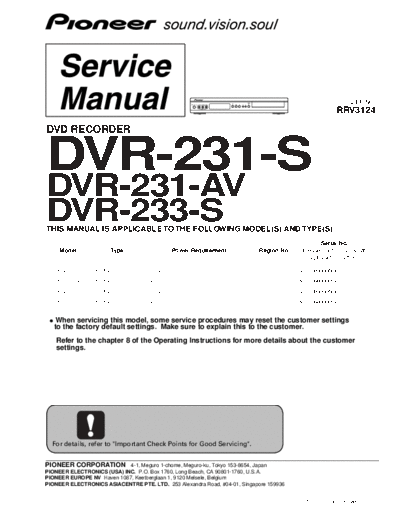 Pioneer hfe   dvr-231 233 service rrv3124 en  Pioneer DVD DVR-233 hfe_pioneer_dvr-231_233_service_rrv3124_en.pdf