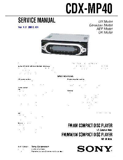 Sony cdx-mp40 9-877-000-01  Sony sony_cdx-mp40_9-877-000-01.pdf