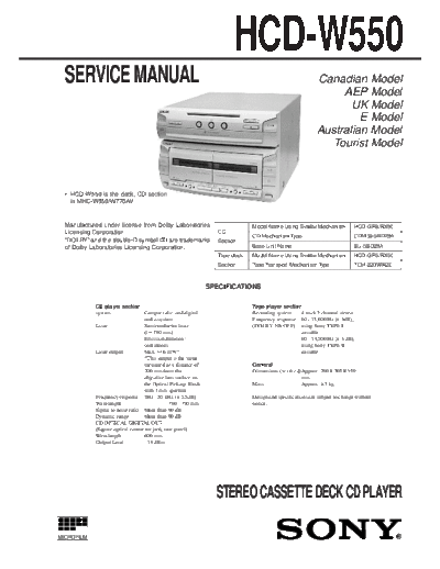 Sony HCD-W550  Sony SONY HCD-W550.pdf