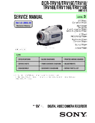 Sony CAMARA    DCR - TRV 16---18---116---118   LEVEL 3    VER 1.0    ----  Sony Camera CAMARA SONY  DCR - TRV 16---18---116---118   LEVEL 3    VER 1.0    ----.pdf