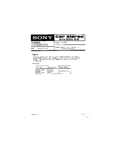 Sony CAR0088  Sony Car Stereo Service Bulletin CAR0088.PDF