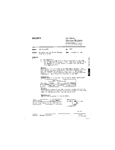 Sony CAR0117  Sony Car Stereo Service Bulletin CAR0117.PDF