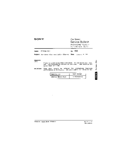 Sony CAR0193  Sony Car Stereo Service Bulletin CAR0193.PDF