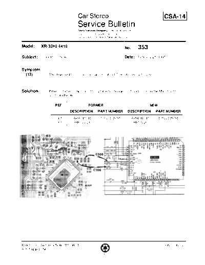 Sony CAR0353  Sony Car Stereo Service Bulletin CAR0353.PDF