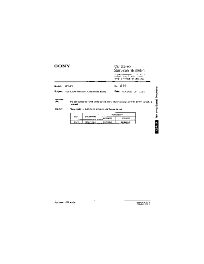Sony Car0214  Sony Car Stereo Service Bulletin Car0214.pdf