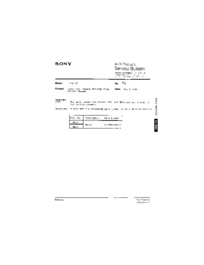 Sony HFP0070  Sony HiFi Service Bulletin HFP0070.PDF