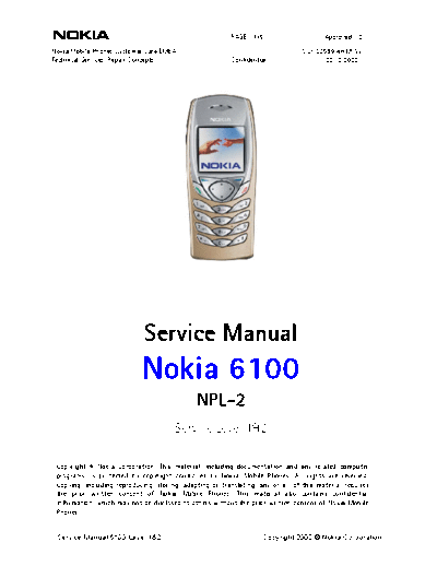NOKIA sm 6100 npl2 level12 v1  NOKIA Mobile Phone Nokia_6100 sm_6100_npl2_level12_v1.pdf