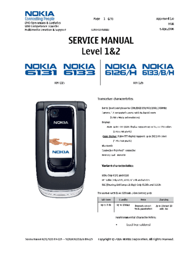 NOKIA 6131 RM-115 SM Level 1 2  NOKIA Mobile Phone 6126_6131_6133 6131_RM-115_SM_Level_1_2.pdf