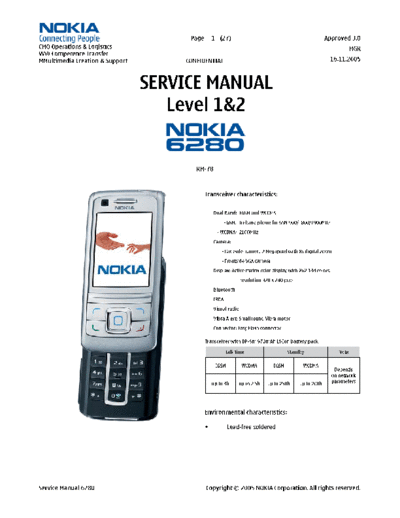 NOKIA 6280 RM 78 SM Level1 2 v3 0  NOKIA Mobile Phone 6280 6280_RM_78_SM_Level1_2_v3_0.pdf