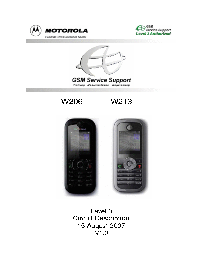 motorola CD W206 W213 A4 C L3 V1  motorola Mobile Phone W206_W213_sm CD_W206_W213_A4_C_L3_V1.pdf