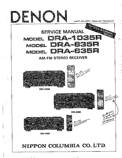 DENON  DRA-1035R & 835R & 635R  DENON AM FM Stereo Receiver AM FM Stereo Receiver Denon - DRA-1035R & 835R & 635R  DRA-1035R & 835R & 635R.PDF