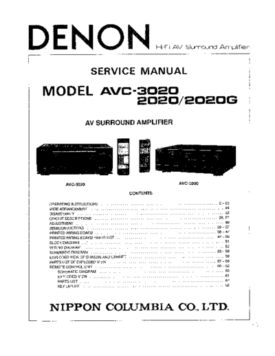 DENON  AVC-3020 & 2020  DENON AV Surround Amplifier AV Surround Amplifier Denon - AVC-3020 & 2020  AVC-3020 & 2020.PDF
