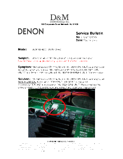 DENON Service Bulletin OST-C1315  DENON AV Surround Pre-amplifer AV Surround Pre-amplifer Denon - AVP-A1HDCI Service Bulletin OST-C1315.PDF