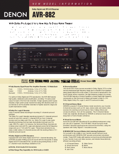 DENON  AVR-882  DENON AV Surround Receiver AV Surround Receiver Denon - AVR-1802 & 882  AVR-882.pdf