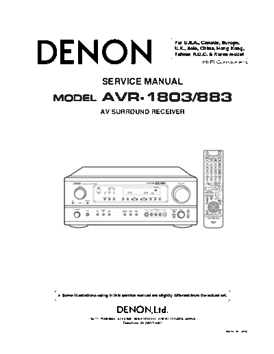 DENON  AVR-1803 & 883  DENON AV Surround Receiver AV Surround Receiver Denon - AVR-1803 & 883  AVR-1803 & 883.pdf