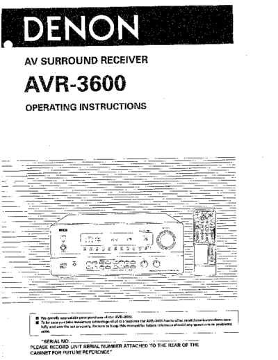 DENON  AVR-3600  DENON AV Surround Receiver AV Surround Receiver Denon - AVR-3600  AVR-3600.pdf