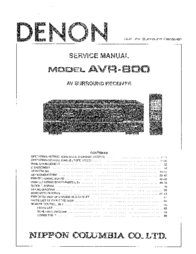 DENON  AVR-800  DENON AV Surround Receiver AV Surround Receiver Denon - AVR-800  AVR-800.PDF