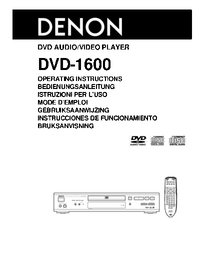 DENON  DVD-1600  DENON DVD Video Player DVD Video Player Denon - DVD-1600  DVD-1600.pdf