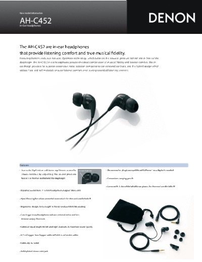 DENON  AH-C452  DENON In-Ear Headphones In-Ear Headphones Denon - AH-C452  AH-C452.pdf