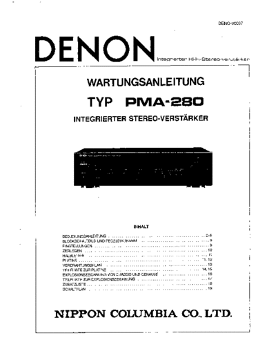 DENON  PMA-280  DENON Integrated Stereo Amplifier Integrated Stereo Amplifier Denon - PMA-280  PMA-280.PDF