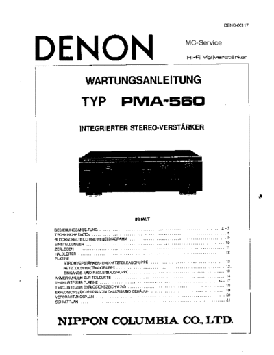 DENON  2 PMA-560  DENON Integrated Stereo Amplifier Integrated Stereo Amplifier Denon - PMA-560  2 PMA-560.PDF