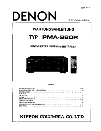 DENON  PMA-980R  DENON Integrated Stereo Amplifier Integrated Stereo Amplifier Denon - PMA-980R  PMA-980R.PDF