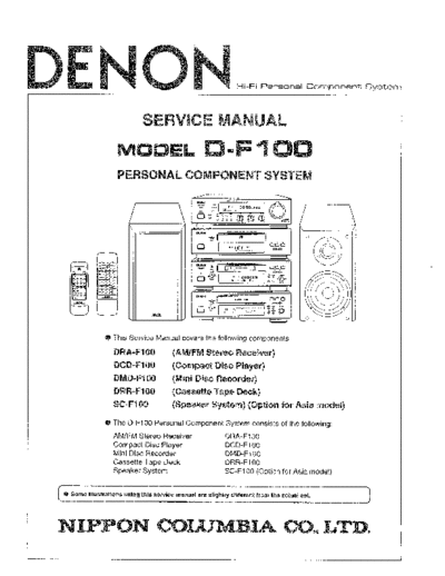 DENON  D-F100  DENON Personal Audio System Personal Audio System Denon - D-F100  D-F100.PDF