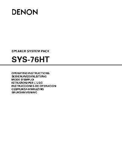 DENON  SYS-76HT  DENON Speaker System Pack Speaker System Pack Denon - SYS-76HT  SYS-76HT.pdf