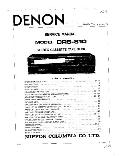 DENON  DRS-810  DENON Stereo Cassette Tape Deck Stereo Cassette Tape Deck Denon - DRS-810  DRS-810.PDF