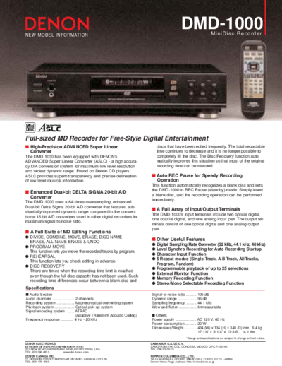 DENON  DMD-1000  DENON Stereo MD Recorder Stereo MD Recorder Denon - DMD-1000  DMD-1000.pdf