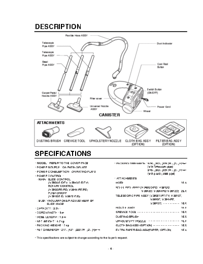 LG DESCRIPTION  LG Vacuum Cleaner V-3913DV DESCRIPTION.pdf