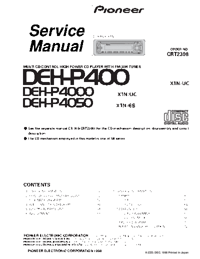 Pioneer DEH-P400,4000,4050  Pioneer DEH DEH-P400 & 4000 & 4050 Pioneer_DEH-P400,4000,4050.pdf