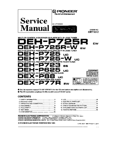 Pioneer DEH-P725R,P723,P625,P88,P77R  Pioneer DEH DEH-P725R & P723 & P625 & P88 & P77R Pioneer_DEH-P725R,P723,P625,P88,P77R.pdf