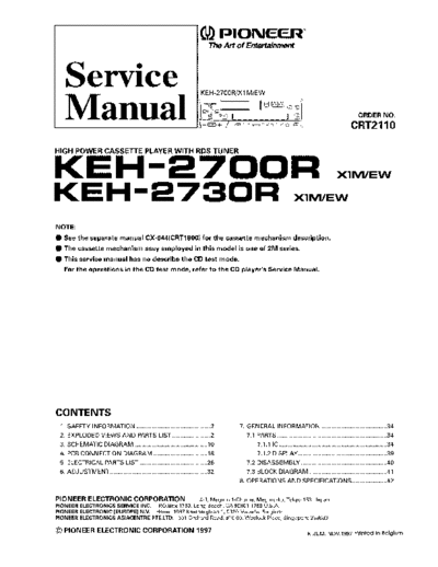 Pioneer KEH-2700R,2730R  Pioneer KEH KEH-2700R & 2730R PIONEER KEH-2700R,2730R.PDF