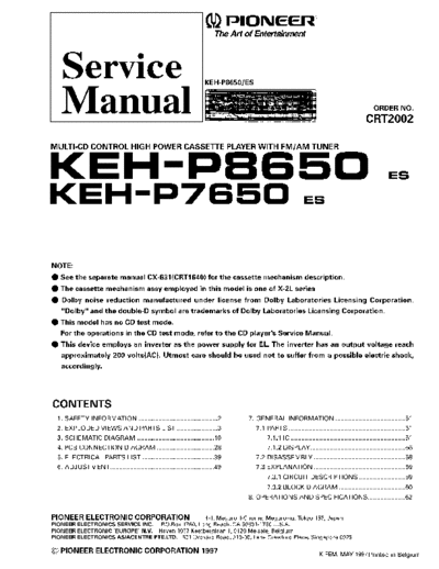 Pioneer KEH-P8650,P7650  Pioneer KEH KEH-P8650 & P7650 Pioneer_KEH-P8650,P7650.pdf
