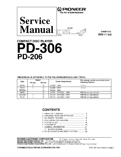 Pioneer PD-206, PD-306  Pioneer PD PD-206 & PD-306 PD-206, PD-306.pdf