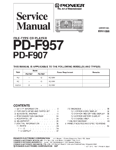 Pioneer PD-F957 PD-F907  Pioneer PD PD-F957 & PD-F907 PD-F957_PD-F907.pdf