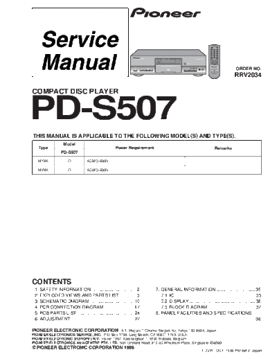 Pioneer PD-S507.RRV2034  Pioneer PD PD-S507 PD-S507.RRV2034.pdf