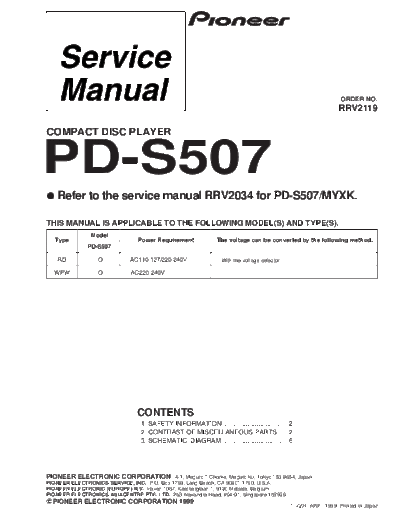 Pioneer PD-S507.RRV2119  Pioneer PD PD-S507 PD-S507.RRV2119.pdf