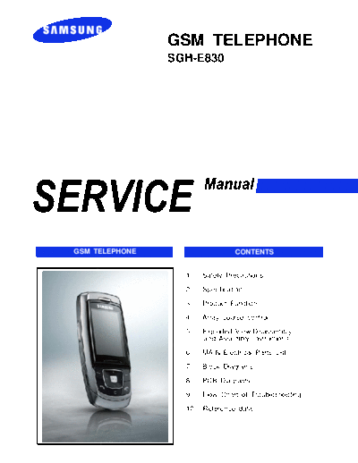 Samsung SGH-E830 service manual  Samsung GSM Samsung SGH-E830 service manual.pdf