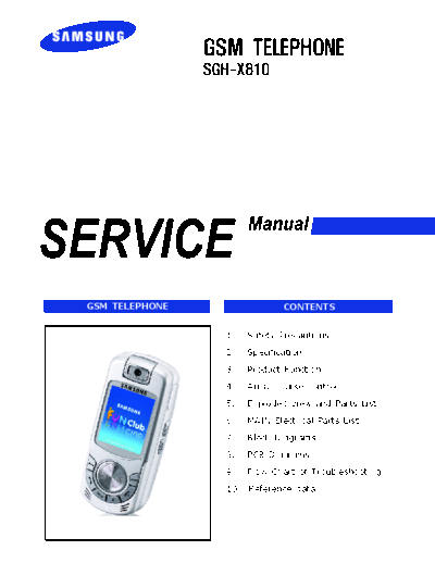 Samsung SGH-X810 service manual  Samsung GSM Samsung SGH-X810 service manual.pdf